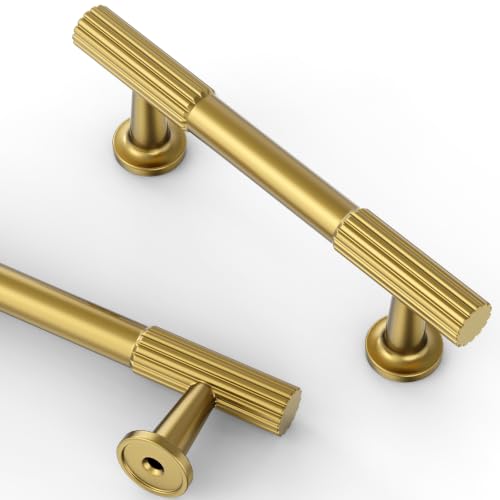 Asidrama 10 Pack 3 inch Vibrant Brushed Moderne Brass Cabinet Pulls