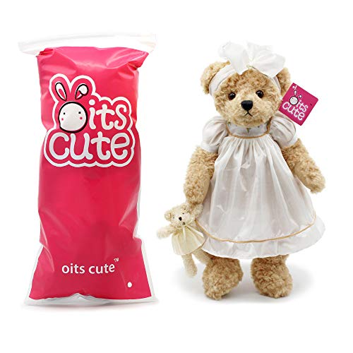Oits Cute Teddy Bears Baby Cute Soft Plush Stuffed Animal Toy For Girl Women 16" (Brown Bear Wearing White Sleepwear) #TOP6