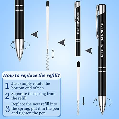 Nezyo Funny Pen Set For Colleagues Inspirational Pens Stationery with Slogans Ballpoint Pens Retractable Black Ink Motivational Pens for Teacher Nurse Dentist (Nurse Style), 5 Count (Pack of 1)