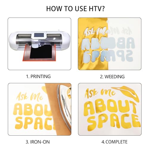 Image of FUNKAKA Heat Transfer Vinyl Gold PU Soft Metal HTV Rolls, 12 inch x 9ft | Iron on Vinyl for T-Shirts, Stretchy Thin HTV Vinyl for All Cutter Machines Easy to Cut & Weed for Heat Transfer Design