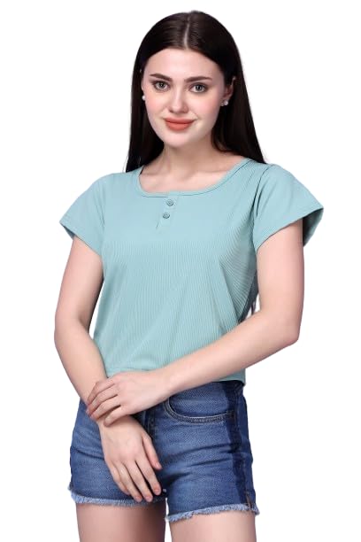 n.h.k.a. Cotton Ribbed Mint Green Crop Top (2 Buttons)-picture-51