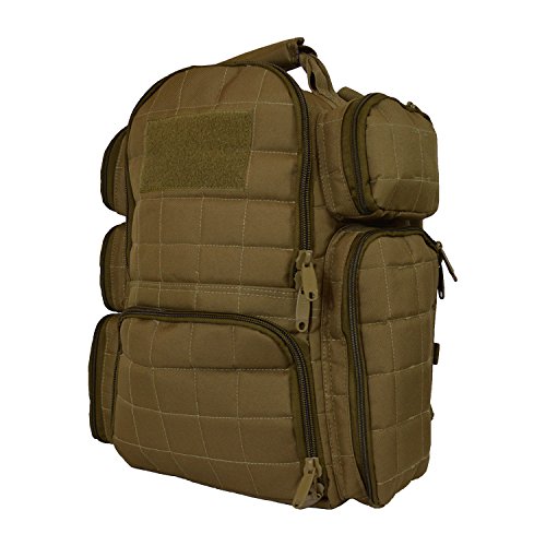 Backpack + Range Bag with Large Padded Deluxe Tactical Divider and 9 Clip Mag Holder - Rangemaster Gear Bag Explorer, Tan - Thumbnail 3