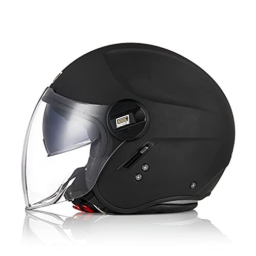 Miniatura 3 de Origine Casco Moto Jet Casco Moto Abierto Scooter Con Doble Visera Homologado Ece Solid Matt Black,L