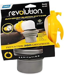 Camco 39471 Revolution 4-in-1 Sewer Elbow - Bayonet Style Elbow Rotates 360 Degrees