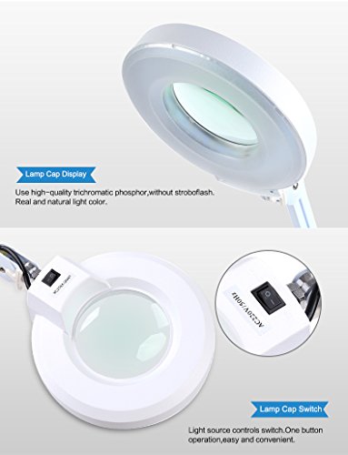 5X/8X Desk Magnifier Lamp, Table Lamp Swivel Adjustable Clamp Magnifying Light For Beauty Manicure Tattoo Skincare (5X, White) #TOP6