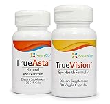 NatureCity Vision Support Bundle| TrueVision Eye Health Formula, 30 Veggie Capsules + TrueAsta Marin