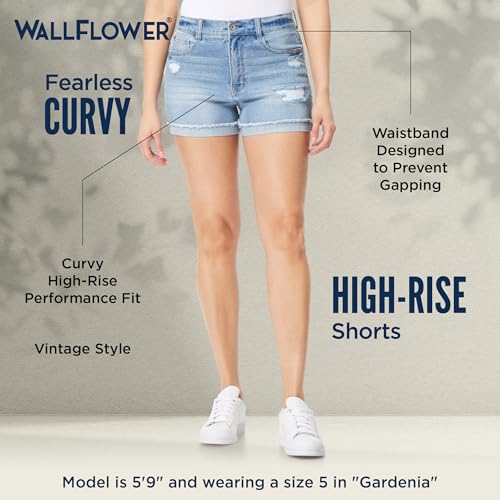 WallFlower Women's Fearless Curvy Denim Shorts High-Rise Insta Vintage Juniors (Standard and Plus), Union, 9 by WallFlower - Used condition - Image 4