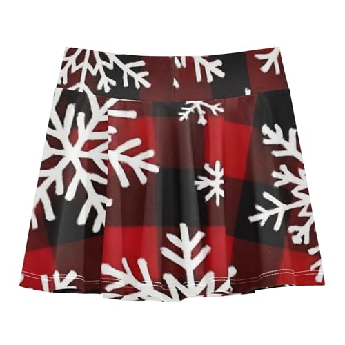 White Snowflakes Red Black Plaid Athletic Shorts for Girls Skorts Tennis Skirts for Kids Purple Butterfly Skirt 3t2
