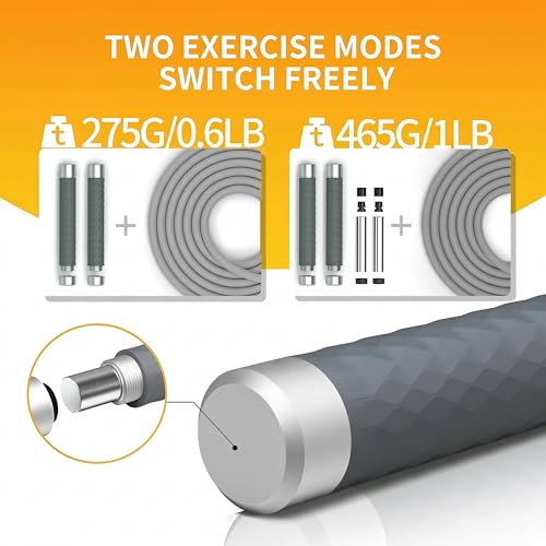 PROIRON Jump Rope Double Weighted Skipping Rope（1LB）360° Swivel Ball Bearings Tangle-Free Double Fat Burning with Aluminum Handle Heavy Jump Rope for Endurance Weight Lose Crossfit MMA Cardio & Workouts-gray by PROIRON - Image 2