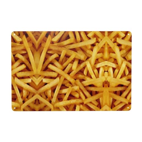 Golden French Fries Delicious 8x12in Premium Tin Sign, Single-Sided Printed With Pre-Drilled Holes & Rounded Corners, Industrial Wall Decor For Home/Bar/Cafe/Garage