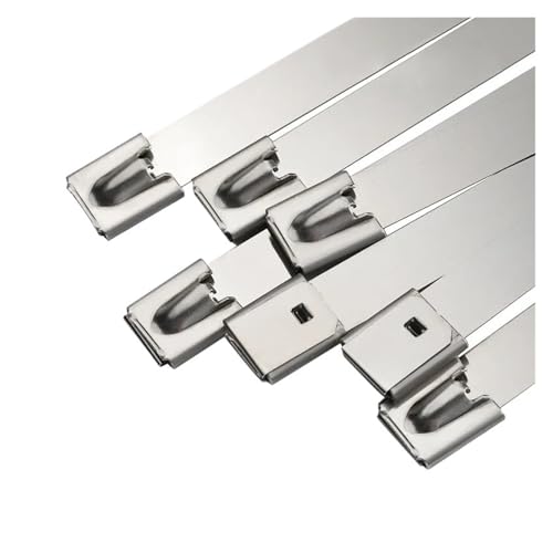 Opaski kablowe ze stali nierdzewnej 10 mm 0,39 cala 304 ze stali nierdzewnej wykrywalny powlekany metalowy zamek cumowniczy (20 szt., 10x600mm)