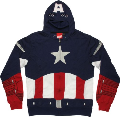 Captain America Avengers Hoodie,Multi (Navy/Red/White),X-Large