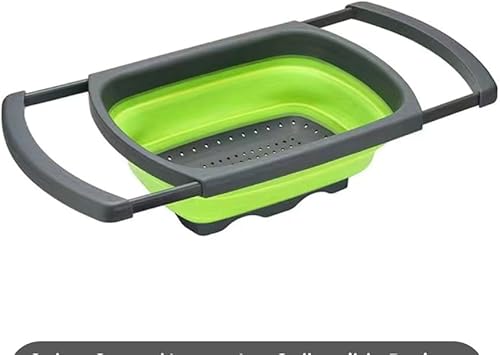 Miniatura 1 de Colador LP Colador plegable sobre el fregadero Coladores de verduras y frutas, coladores de 9 cuartos con asas extensibles, (verde)