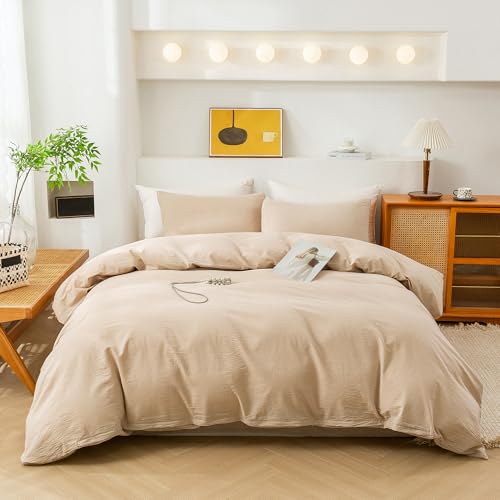 ECOCOTT Beige Duvet Cover Oversized King Size - 100% Washed