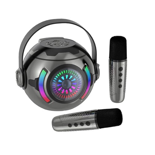 Portable Karaoke Machine Bluetooth Mini Loud Megaphone Speaker with 2 Wireless Mics Colorful Party Light Birthday Gift Family Fun Home Outdoor Party for Kid Adult