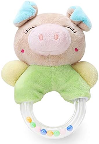 Merveilleux Baby Rattles Cartoon Plush Stuffed Animal Pig Shaker Toy Ring Rattle Newborn Toys - Angle Pig
