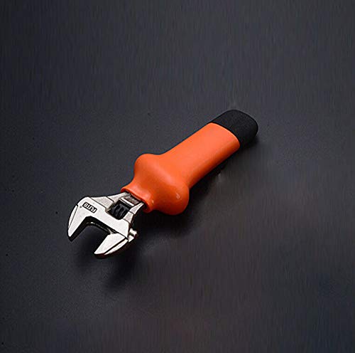 Vogueing Tool Orange Black Insulation Wrench 6" 150Mm Adjustable Spanner Soft Grip Wide Jaw Hand Tool (Jaw Width Capacity:21mm)
