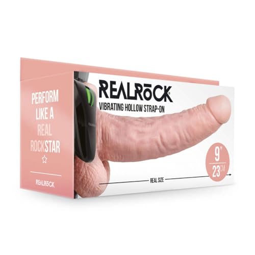 REALROCK-STRAP-ON HUECO VIBRATORIO CON BOLAS - 9/ 23 CM-PIEL 8714273521071