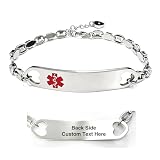 AITENME Medical Alert ID Bracelet for Women uk Emergency Health Medic Alert Stainless Steel Adjustable Chain Cubic Zirconia Personalized Medical Jewelry Bracelet Custom