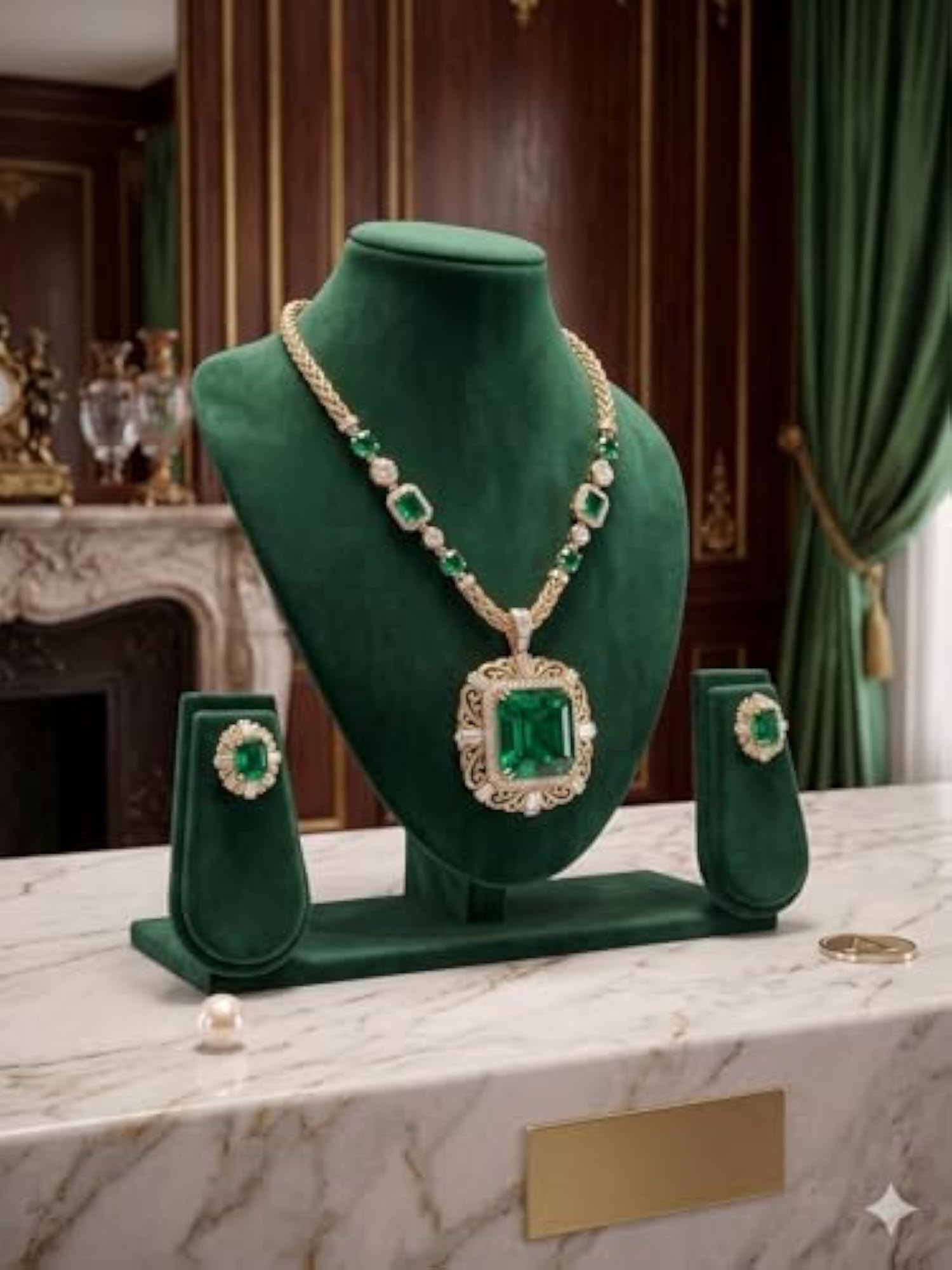 Heavy Sued Velvet Jewelry Necklace Earring Display Stand Combo