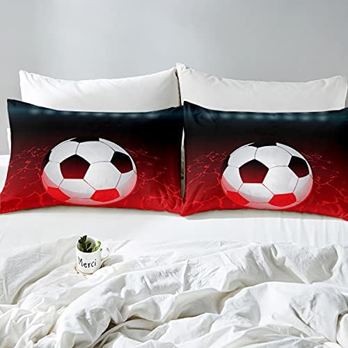Football Comforter Set Soccer Ball Pattern Bedding Set for Kids Boys Girls Sports Theme Decor Comforter Competitive Games Quilt Set Bedroom Collection 3Pcs Full Size 3 41oPAmQwdiS. AC