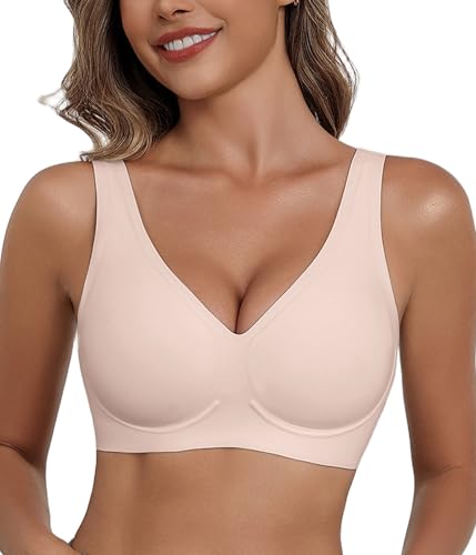 Image of Avidlove Wireless Bras for Women Comfortable Jelly Bra Deep V Seamless Bralette Full Coverage Padded Bralette Everyday