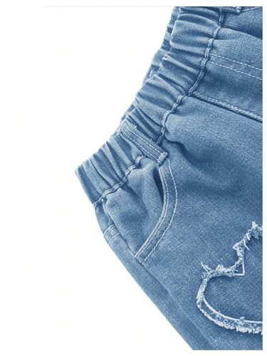 Verdusa Girl's Wide Leg Loose Jeans Elastic Waist Denim Pants with Pockets4