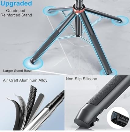 Image of Crystal World Aluminum Selfie Stick Tripod Stand, 71-Inch Extendable, 360 Rotation, Ball Head, Silver, with 1 /4 inch Screw Mount for Camera and GoPro