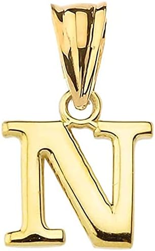 Fine Personalized Initial A-Z Charm Pendant in Solid 10k Yellow Gold