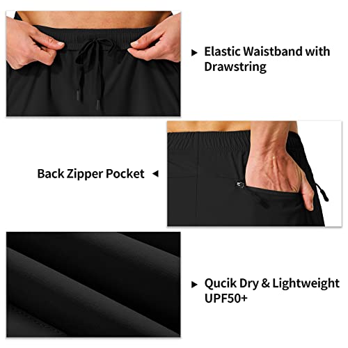 S Spowind Men's Hiking Cargo Shorts Quick Dry Lightweight Summer Travel Shorts With Zipper Pockets For Camping Fishing Golf Black #TOP3