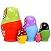 Monnmo 5Pcs Handmade Wooden Russian Nesting Dolls Matryoshka Dolls - Stacking Doll Set of 5 from 4.3
