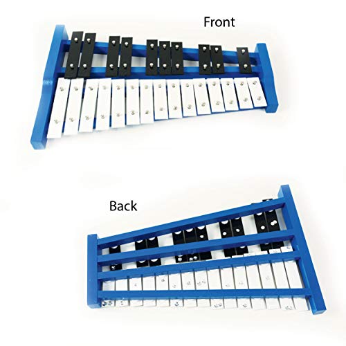 Professional Blue Wooden Soprano Glockenspiel Xylophone with 25 Metal Keys for Adults and Kids - Includes 2 Plastic Beaters