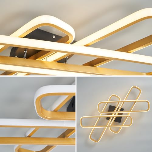 Plafonnier LED moderne chic doré et noir 84W à intensité variable