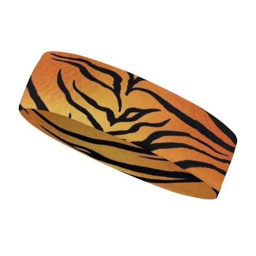 Fashion Sweatband for Yoga Sports Running Cycling Accessories, Non Slip Animal Print Tiger Black Gold Hair Bands, Headbands for Men Women