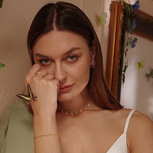 Mevecco Gold Chain Choker Necklace,14K Gold Plated Dainty Cute Lip Chain Long Necklace Delicate Fashion Daisy Choker Necklace Jewelry Gift For Women #TOP2