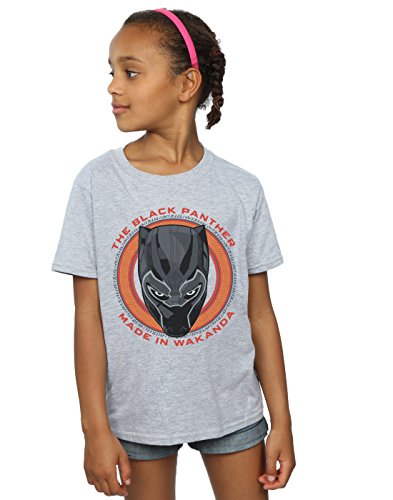 Image of Marvel Girls Black Panther Made in Wakanda Red T-Shirt Sport Grey 7-8 Years