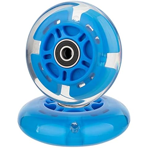 AOWISH 2-Pack Light Up Scooter Rear Wheels 80mm Flash Flashing Inline Skates Replacement Wheel with Bearings ABEC 9 for Adjustable 3-Wheel Kick Scooters (Blue) Cover