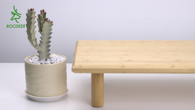 Bamboo Dual Monitor Shelf, Soporte para Monitor con Estante Inferior para Almacenaje, Natural miniatura 7