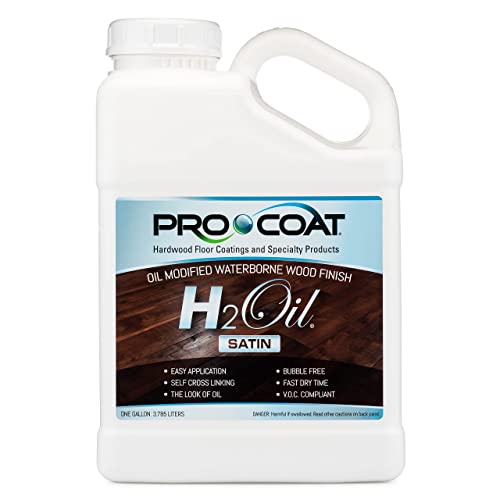 ProCoat H2OIL Oil Modified Waterborne Wood Finish (Satin Color) - General Purpose Indoor Wood Floor Sealer - Premium Quality, Fast Drying Urethane Clear Finish - Wood Surface Protector - 1 Gallon