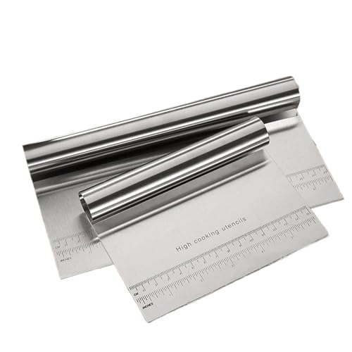 LuckQi Stainless Steel Noodle Knife Cake Scraper With Scale Pastry Cutters Baking Cake Cooking Dough Scraper Baking Accessories (Size : 12x22CM)