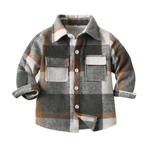 Boy Button Down Shirt Jacket Spring Jackets Coat Kid Girl Plaid Shirt Coats Long Sleeve Button Down Outerwear