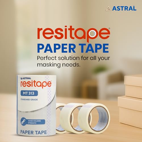 Image of RESITAPE Astral MT (313) Paper Tape | 18 mm x 20 mtr | Pack of 8 | Eco-friendly | Easy-tear Masking Tape, Long Holding Time | Residue-free Removal | Multi-surface Use