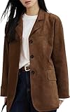 Design : surdimensionné, manches longues, poches avant, col à revers classique pour une touche d'élégance, tenues mi-saison d'automne, veste en cuir synthétique, veste blazer rétro boutonnée, manteau tendance. Convient pour les adolescentes et les femmes. Préparez-vous pour des looks d'automne confortables