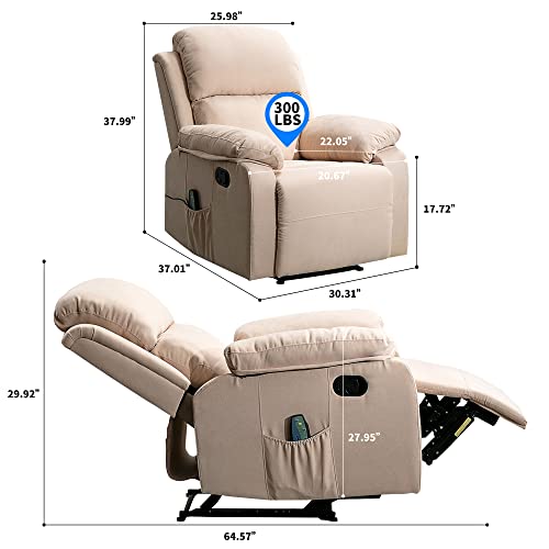 Chasiaisy Home Overstuffed Pillow & Armrest Recliner Chair Sofa With 6 Point Remote Control Massage, Reclining Lounge Chair With Massage #TOP1