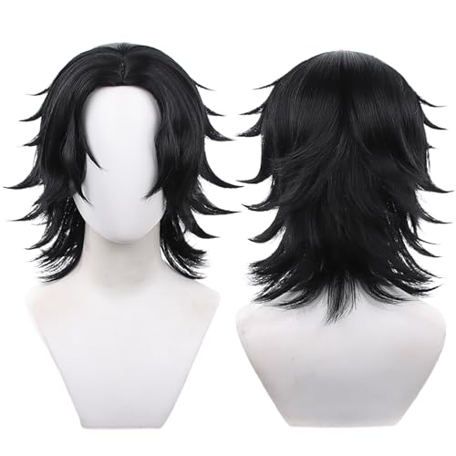 maysuwell Anime Black Men Wolf Tail Wig JP Manga Character Halloween Party