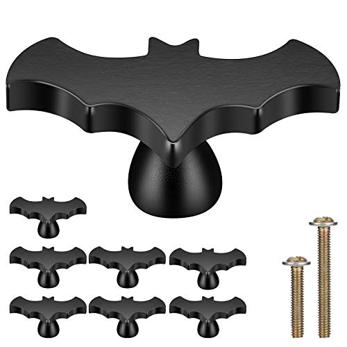 Gothvanity Bat Cabinet Knobs 8 Pack - Gothic Decor Knobs for Kitchen Cabinet, Drawer Pull, Dresser and Cupboard Handle - Wood- 2.6 x 1.3 Inches - Black