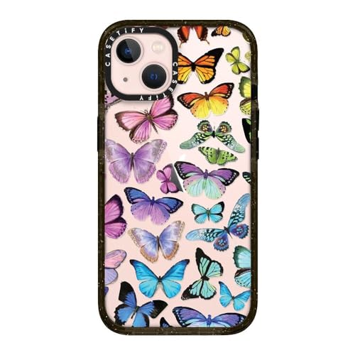 CASETiFY �C���p�N�g�P�[�X iPhone 13 - Butterfly Rainbow - �N���A �u���b�N