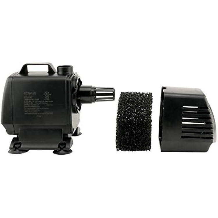 EcoPlus Eco 1267 Water Pump Fixed Flow Submersible Or Inline For Aquariums, Ponds, Fountains & Hydroponics - UL Listed, 1347 GPH, Black