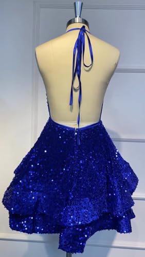HUUTOE Sparkly Sequin Homecoming Dresses 2025 Spaghetti Straps Tiered Prom Dresses for Teens Short Cocktail Party Gowns3