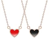 KristLand - Women 18k Gold Plated Simple Design Cute Minimalist Tiny Heart Enamel Pendant Sparkling